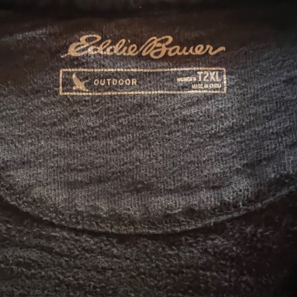 Eddie Bauer 100% Cotton Slub Knit Hoodie Full Zip Dk Denim Blue Plus Sz Tall 2XL - Picture 7 of 8